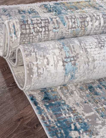 Турецкий ковер OLIMPOS-M351B-CREAM-D-BLUE-OVAL