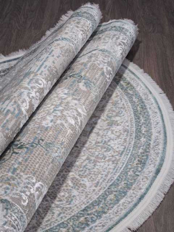 Турецкий ковер AJMAL-LP-292-CREAM-TURQUOISE-OVAL