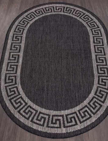 Ковёр VEGAS-S002-BLACK-GRAY-OVAL
